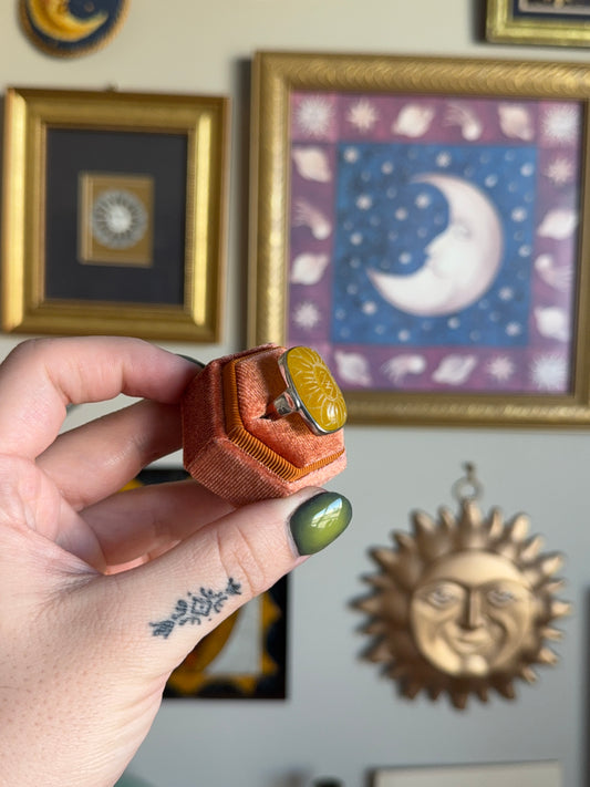 Engraved Flower Quartz ring