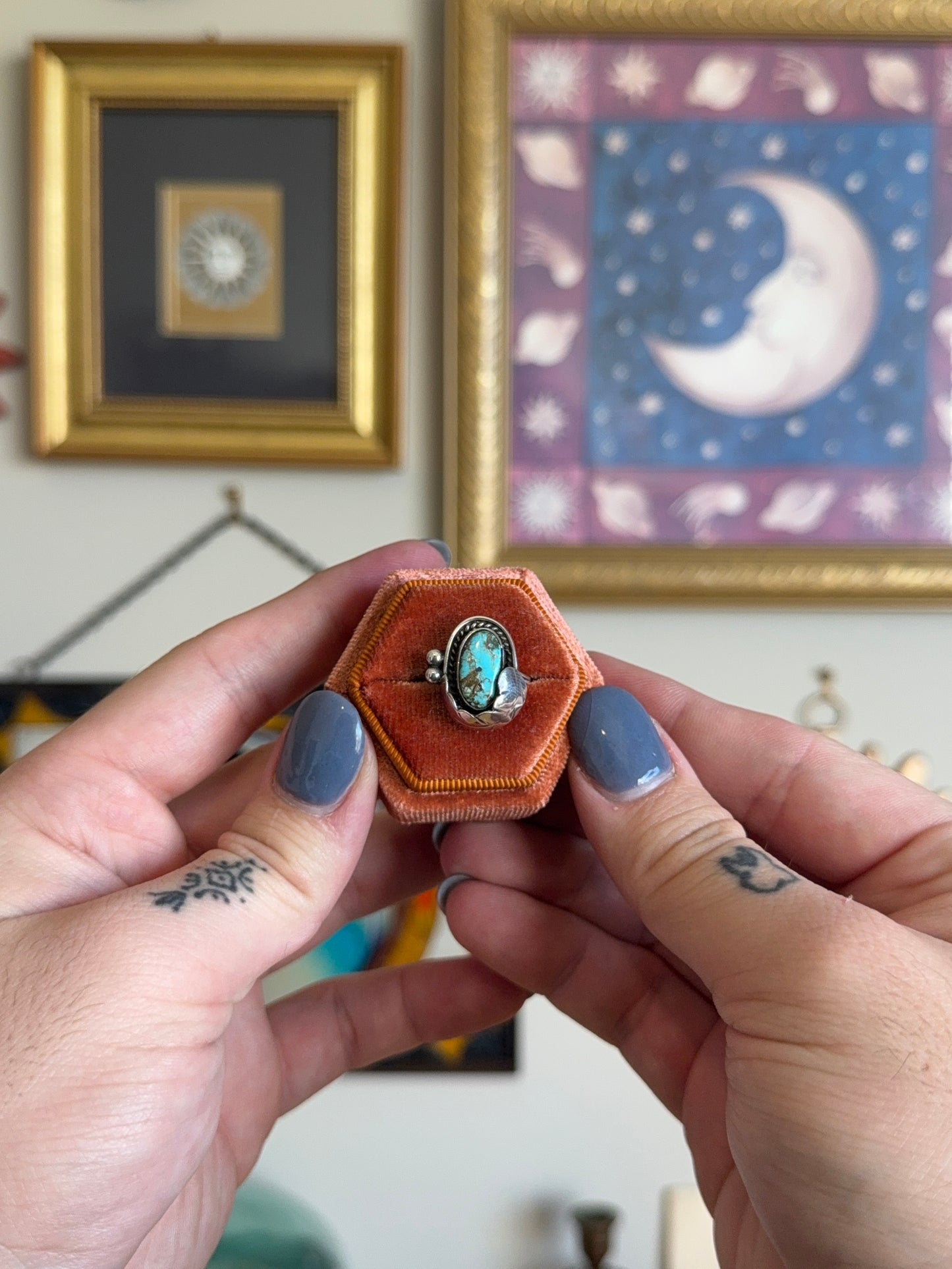Turqouise Oval Leaf ring