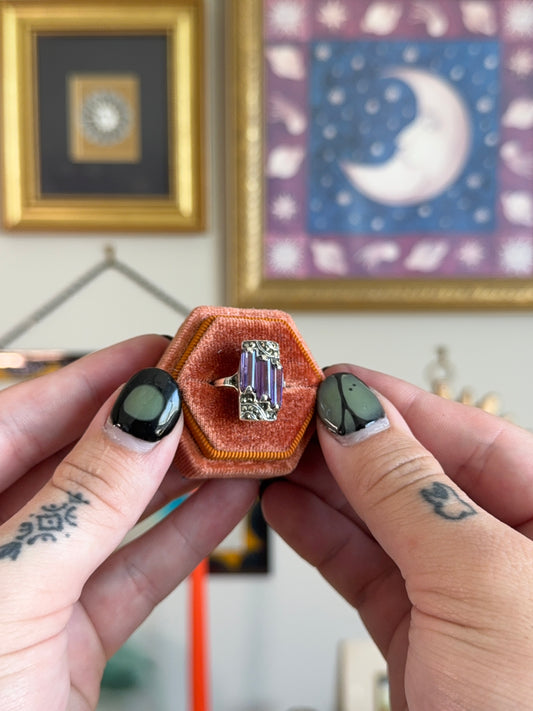Art deco triple Amethyst ring
