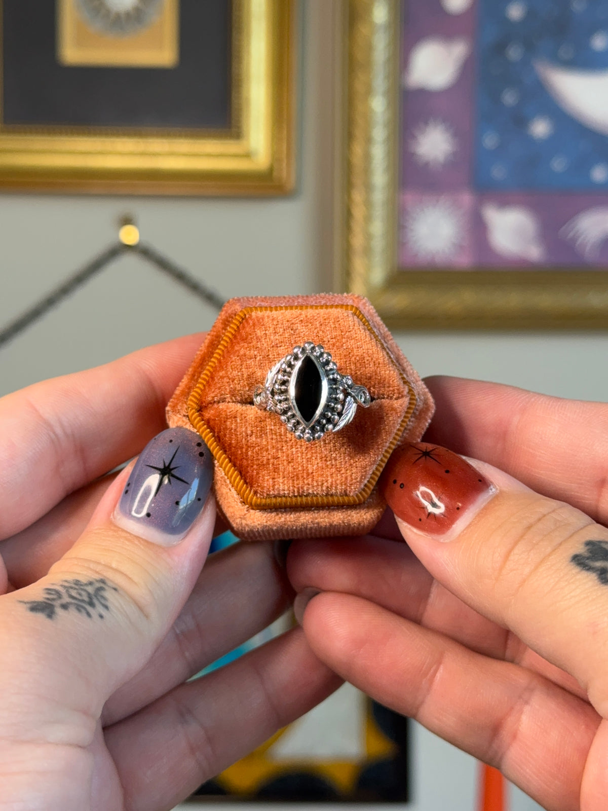 Marquise Black onyx ring