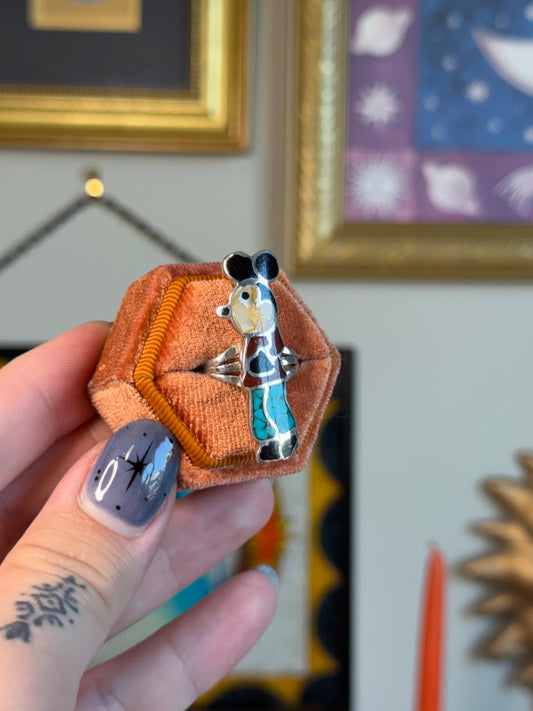 Navajo Zuni Mickey Mouse inlay ring