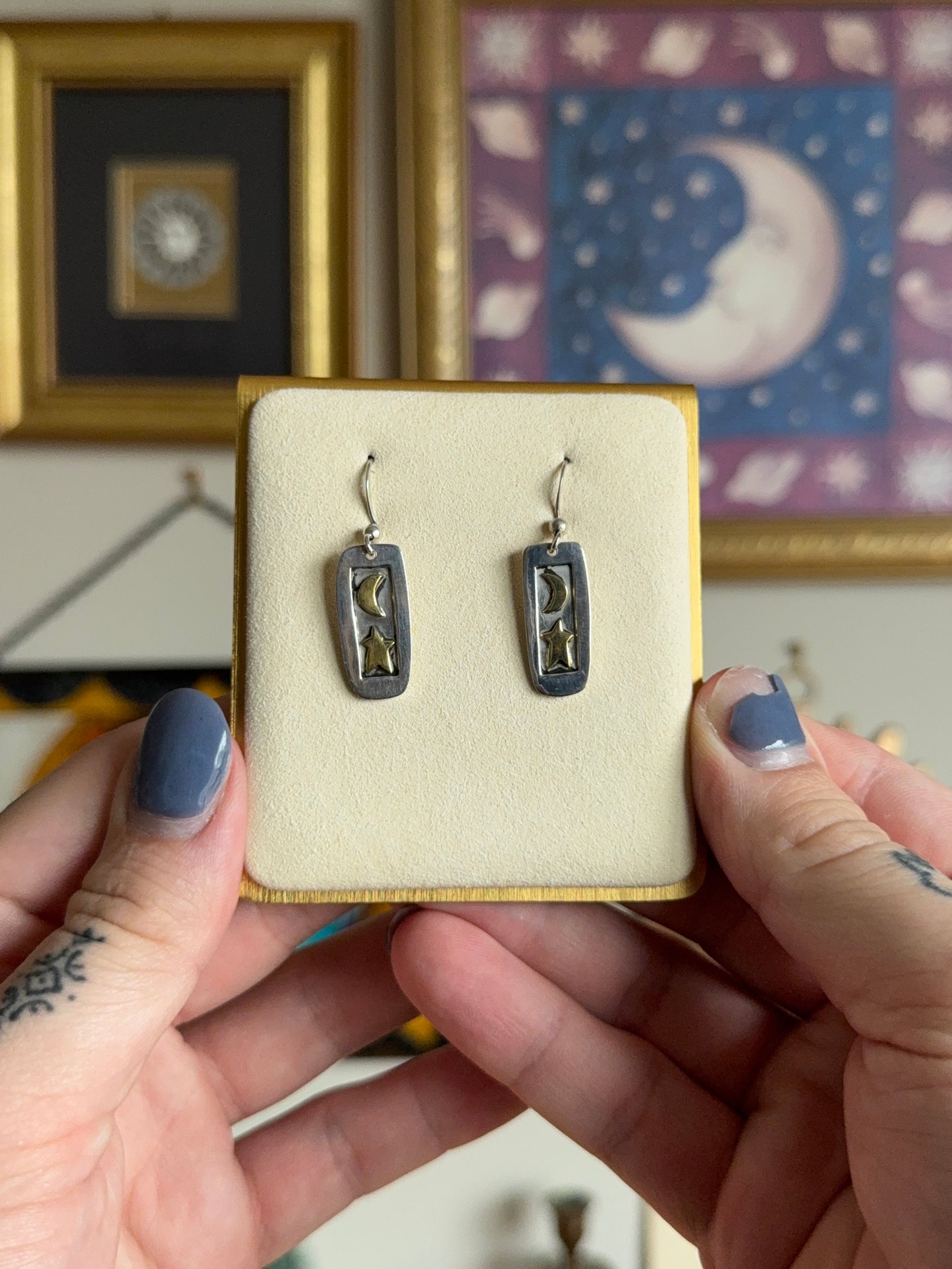 Star & Moon medallion earrings