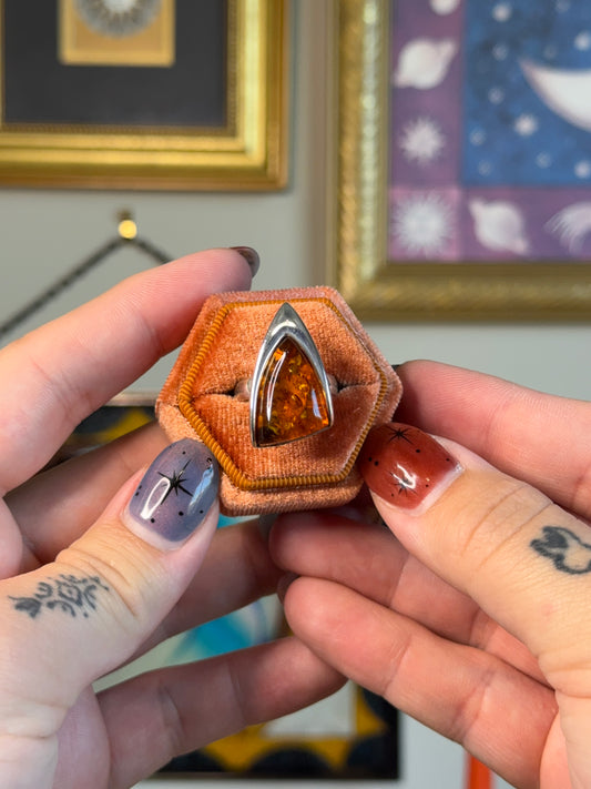 Modernist Amber ring