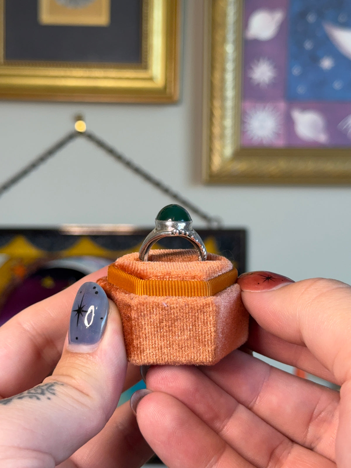 Green Onyx detailed ring
