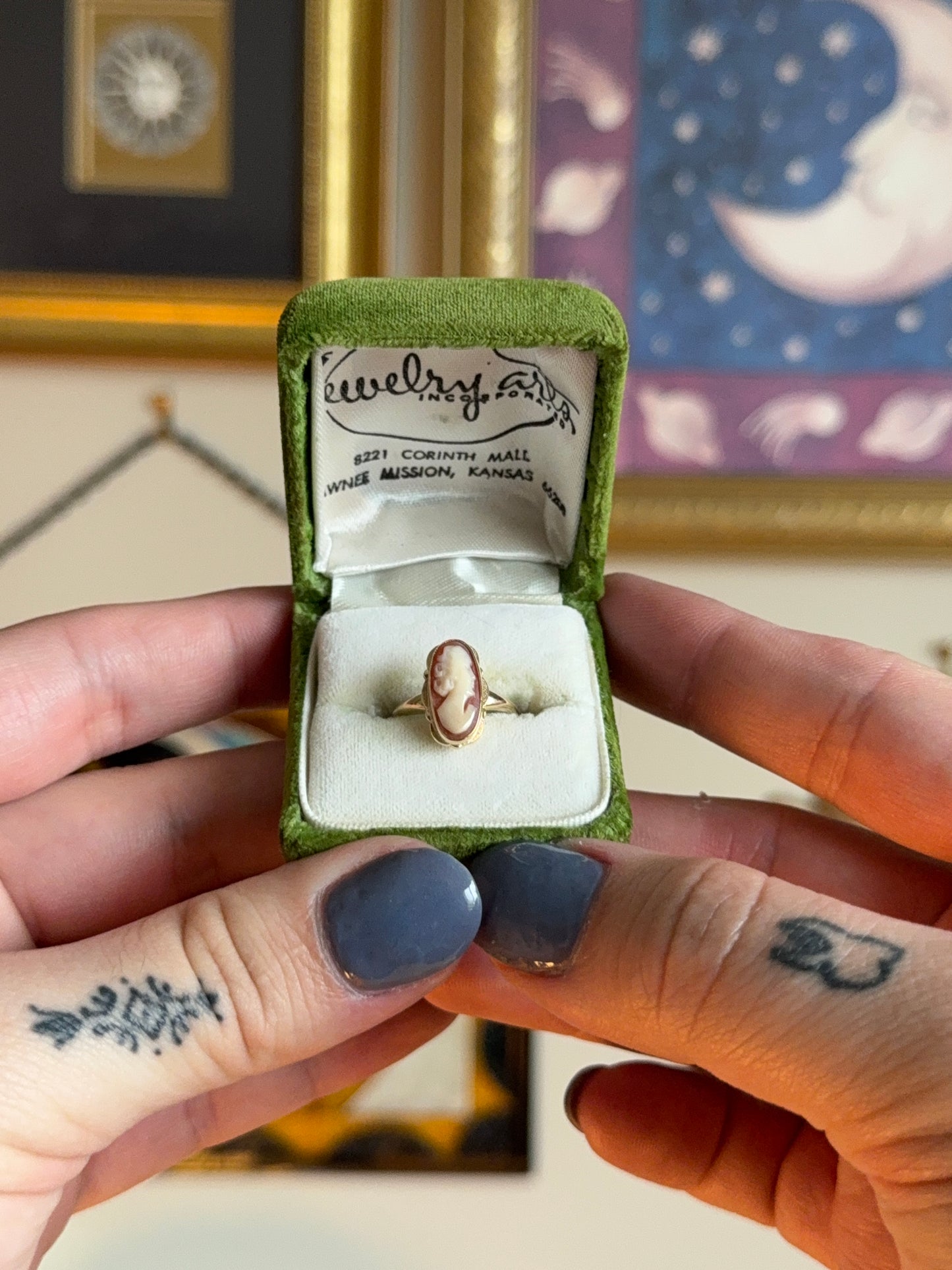 Antique elongated oval cameo