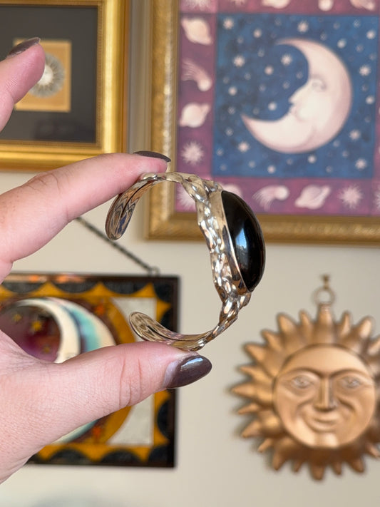 Sterling silver black onyx cuff