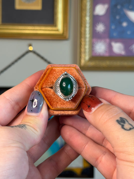 Green Onyx detailed ring