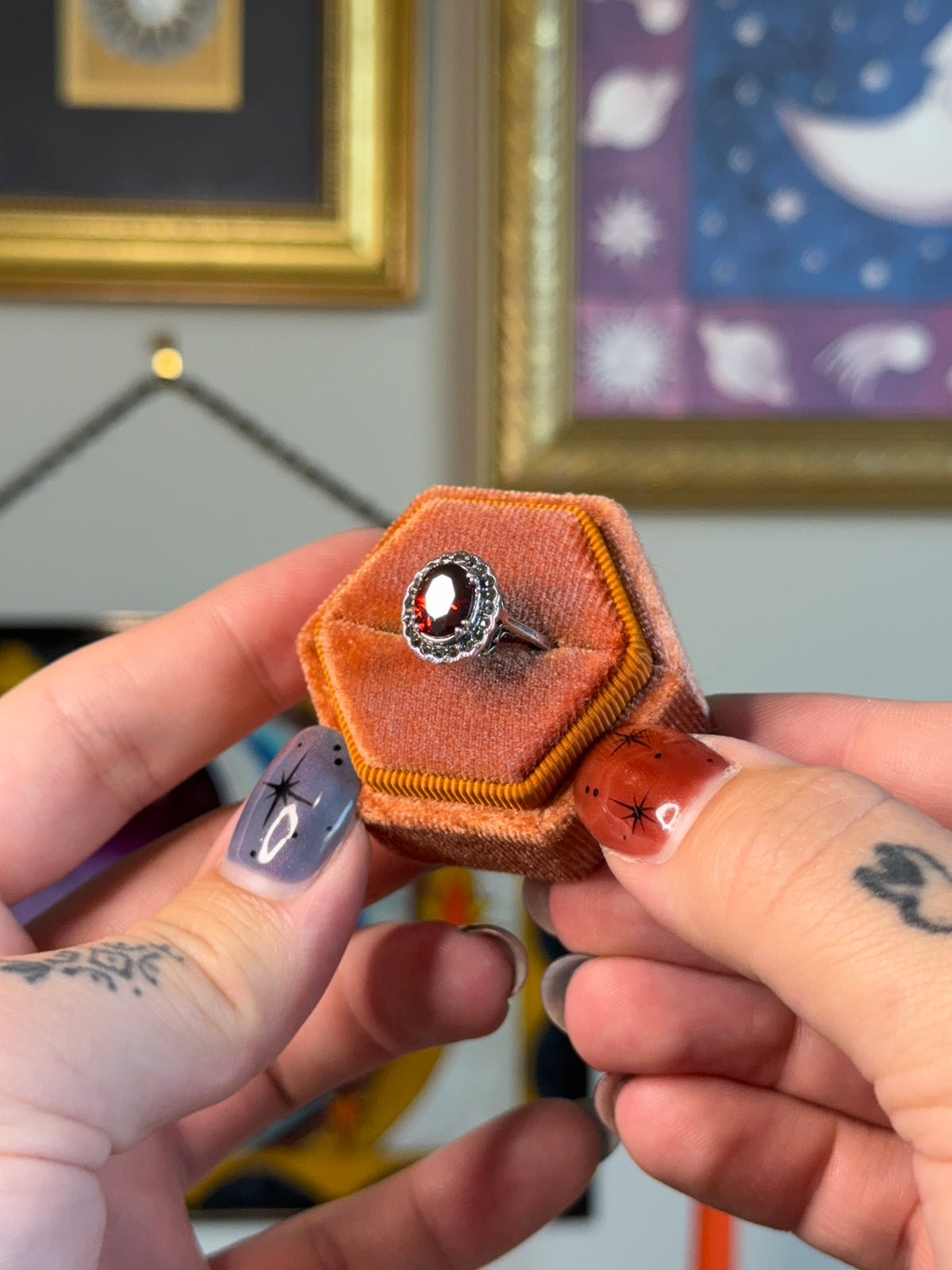 Garnet & Marcasite ring