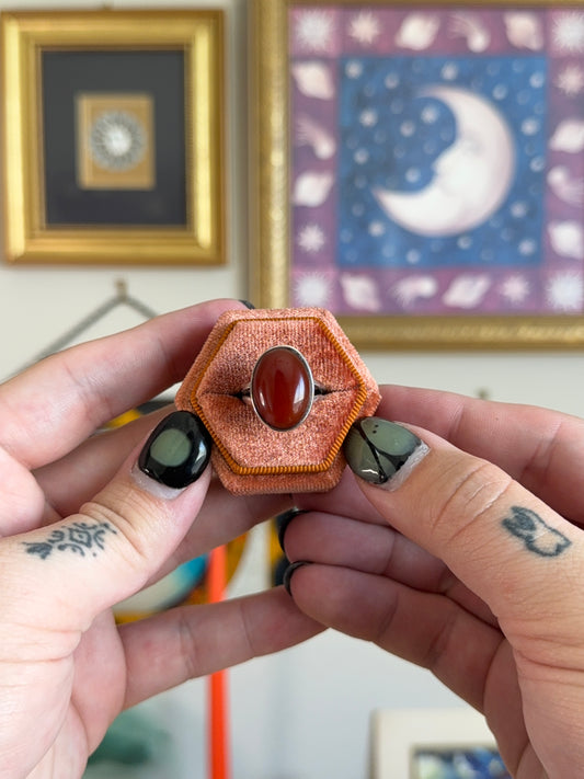 Carnelian cabochon ring