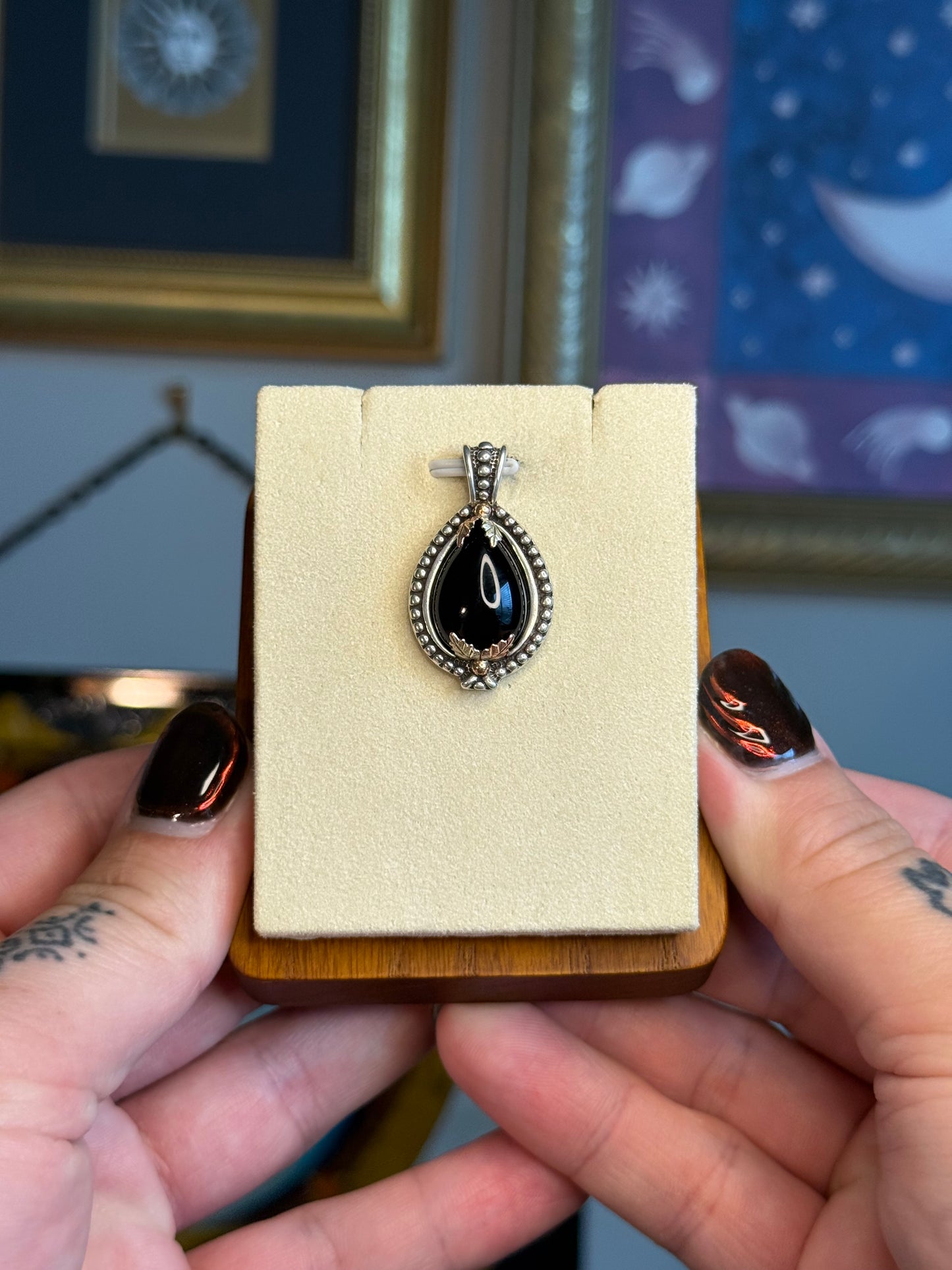 Black onyx black hills pendant