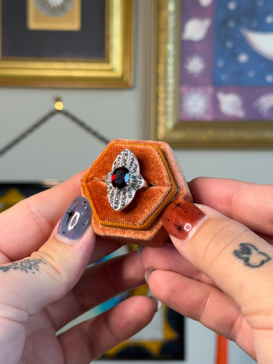 Garnet & Marcasite ring