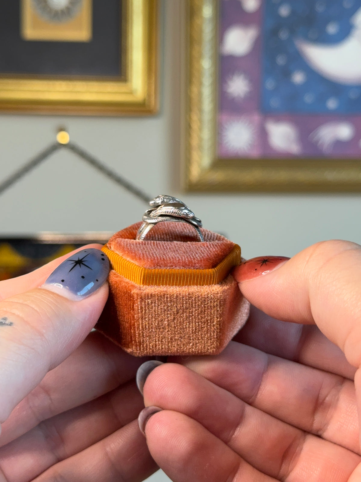 Antique double snake ring