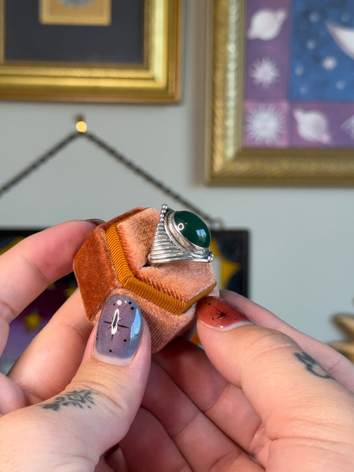 Green Onyx detailed ring