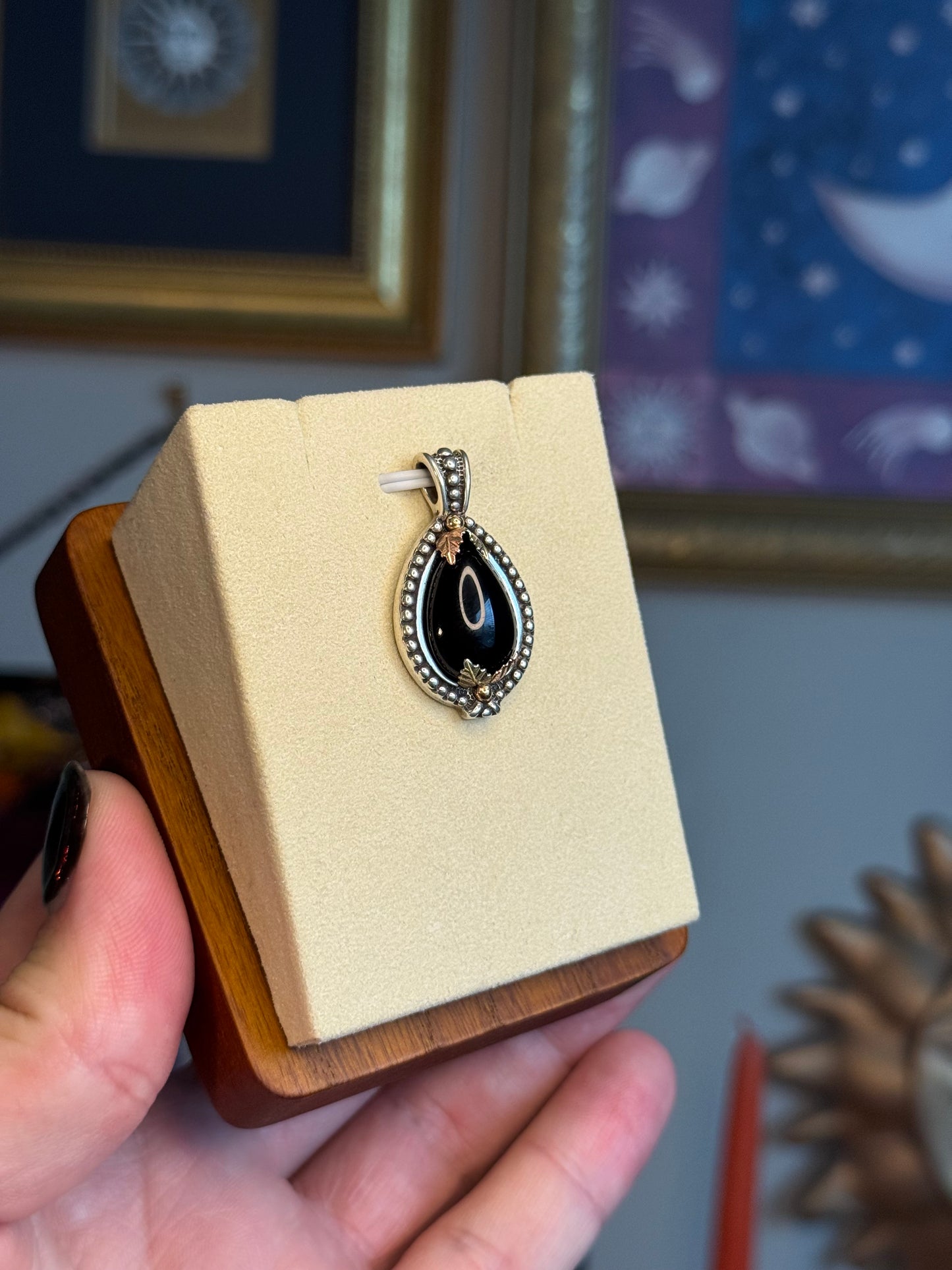 Black onyx black hills pendant