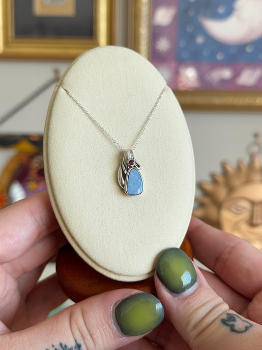 Small Opal & garnet necklace