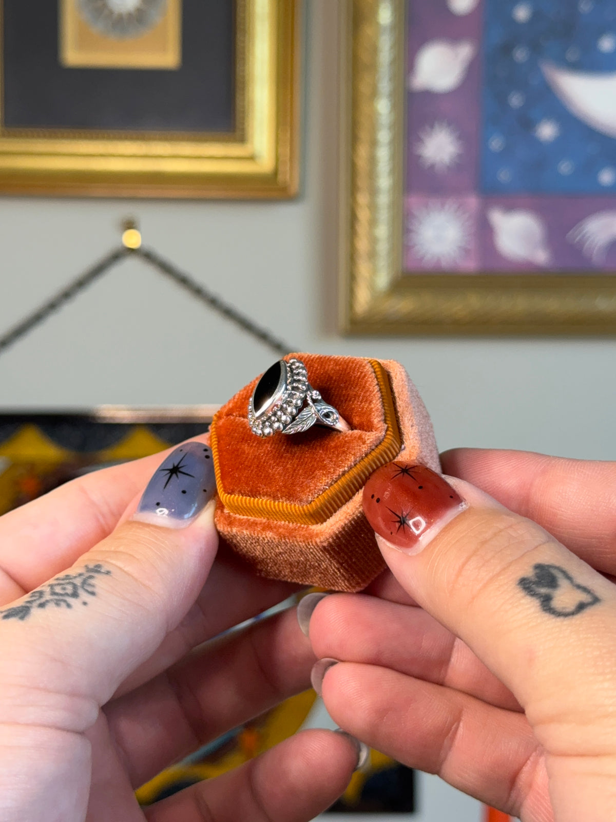 Marquise Black onyx ring