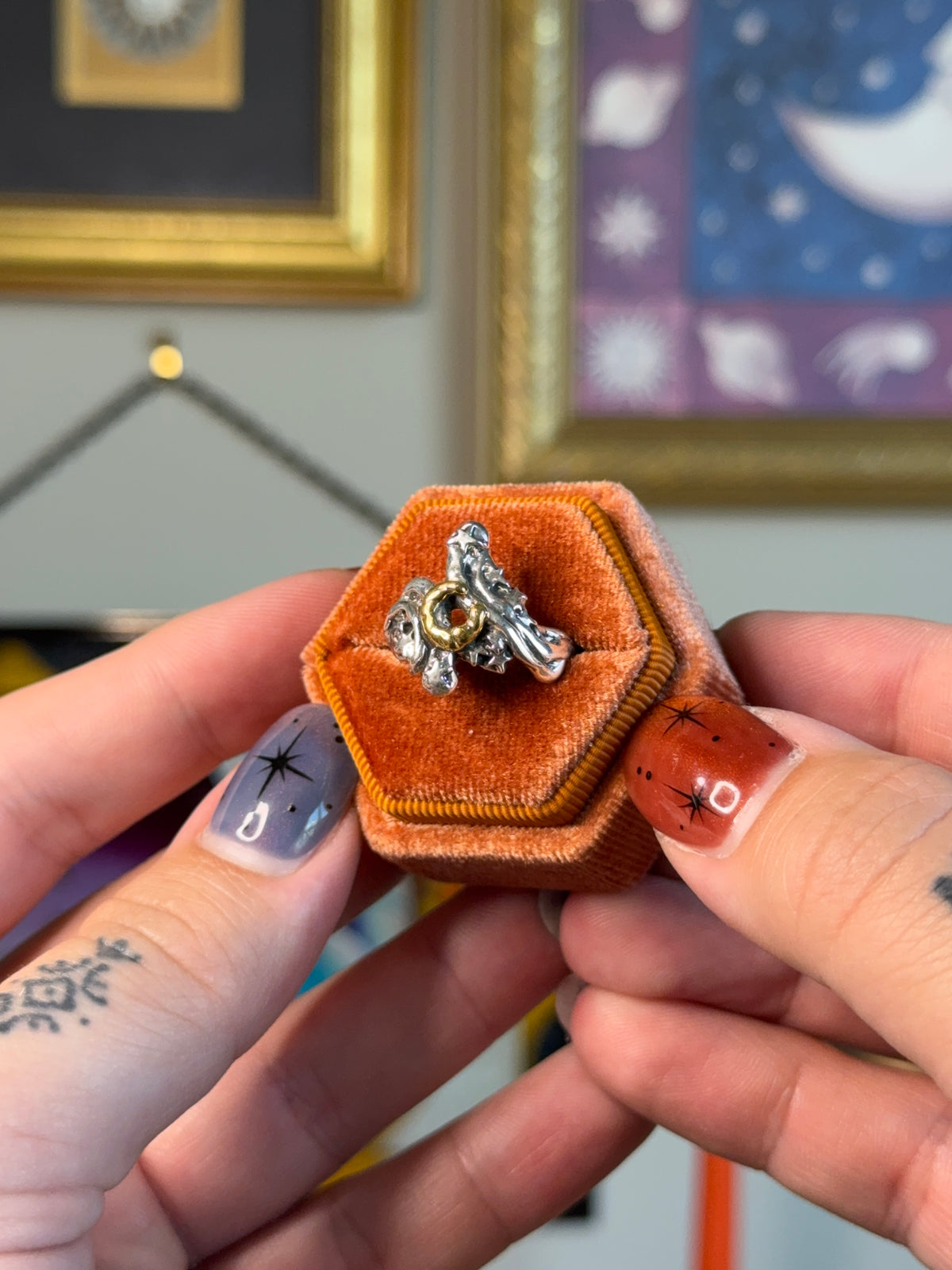 Brutalist style celestial ring