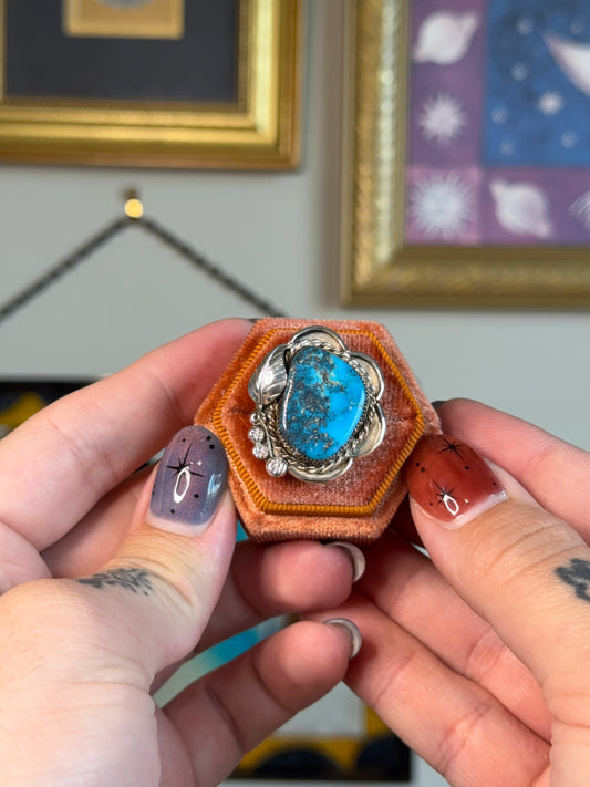 Turquoise ring with iron flash