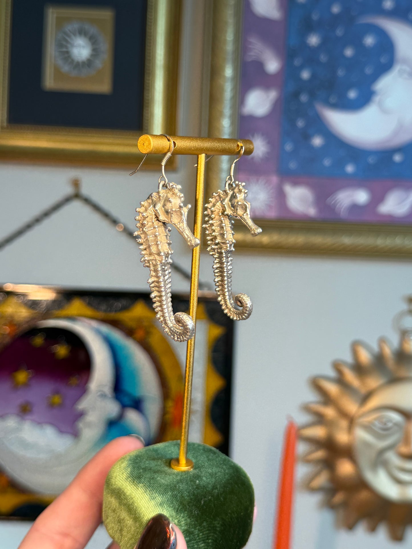 Seahorse casted earrings