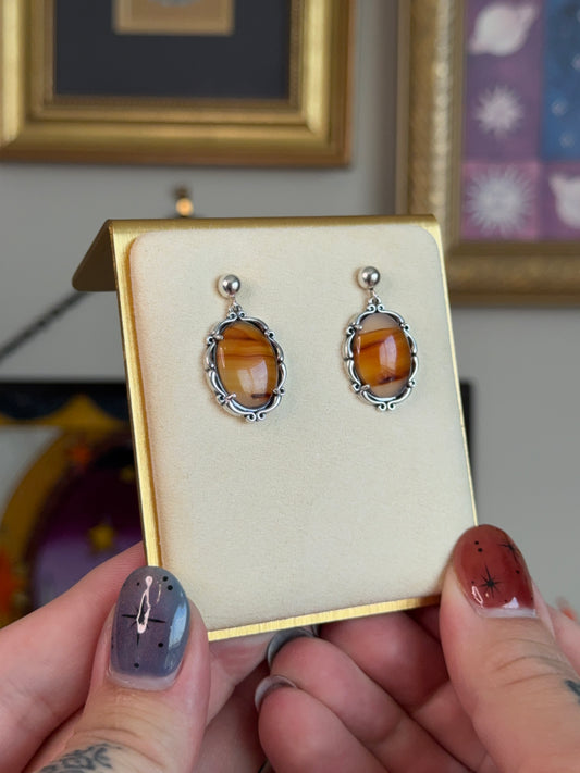 Oval agate earrings