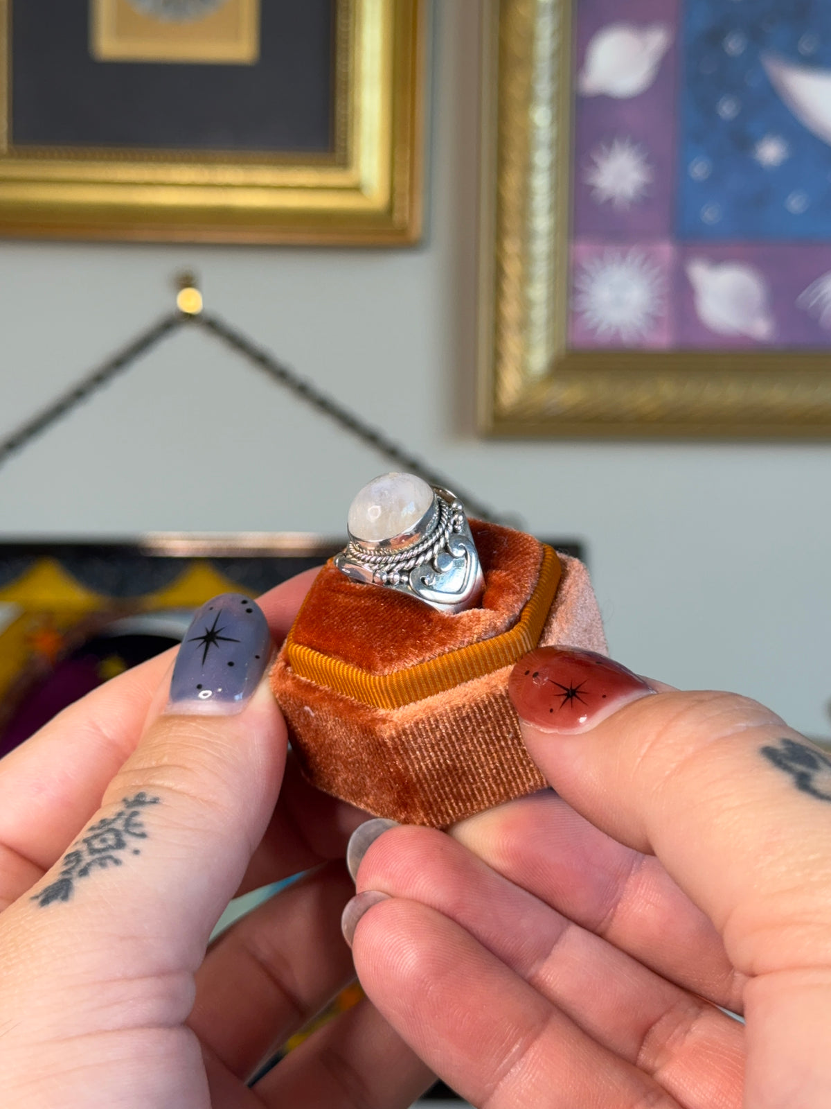 Moonstone cabochon ring