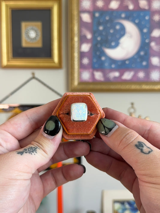 Square opal ring