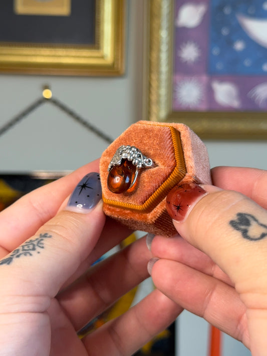 Fruit motif amber ring