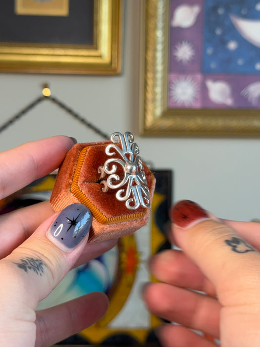 Taxco elongated filigree ring