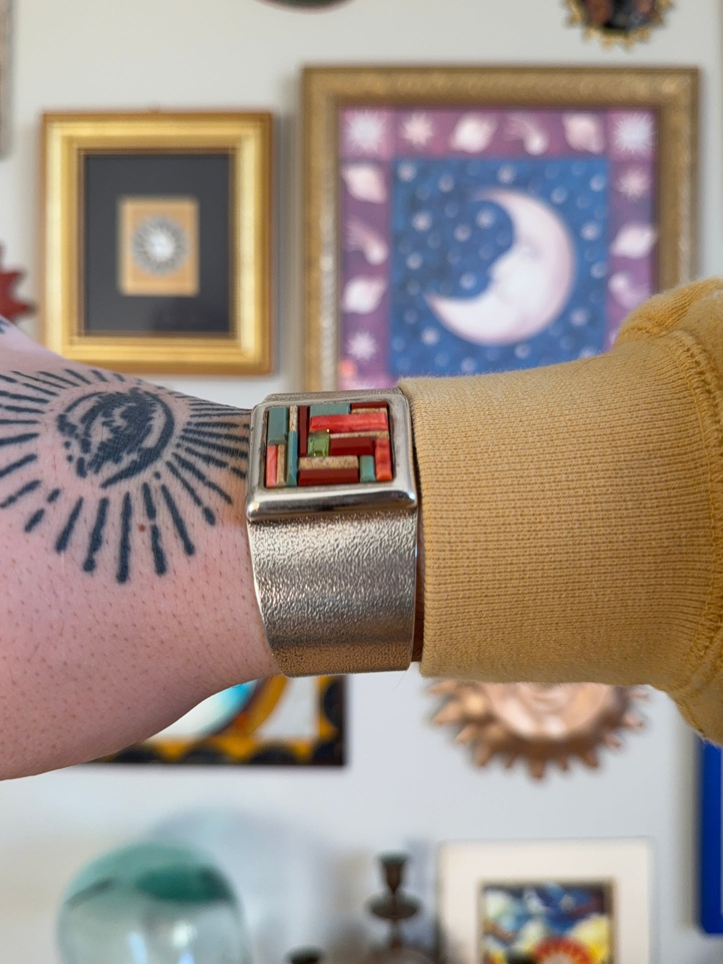 Sterling Silver Multi Stone setting cuff