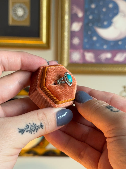 Small textured turquoise ring