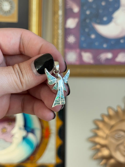 Silver Opal inlay Fairy Pendant