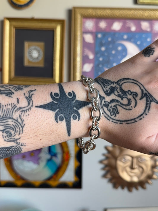 Textured link chain bracelet