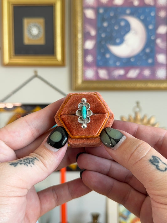 Small oval turquoise ring