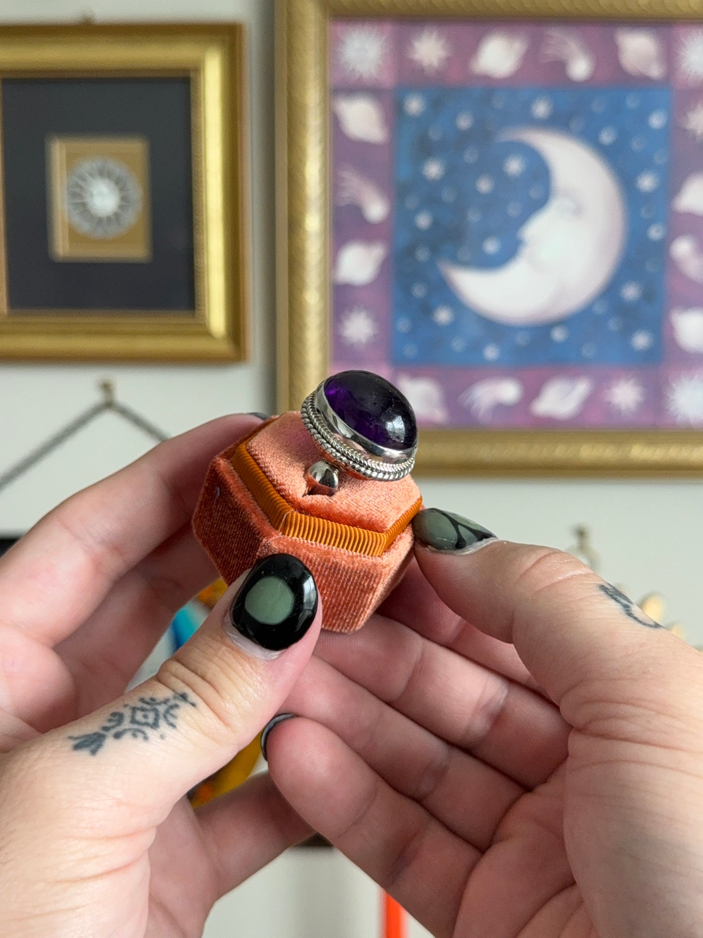 Massive amethyst cabochon ring