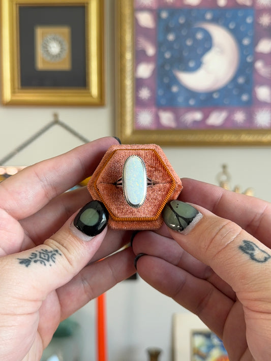 Elongated opal ring