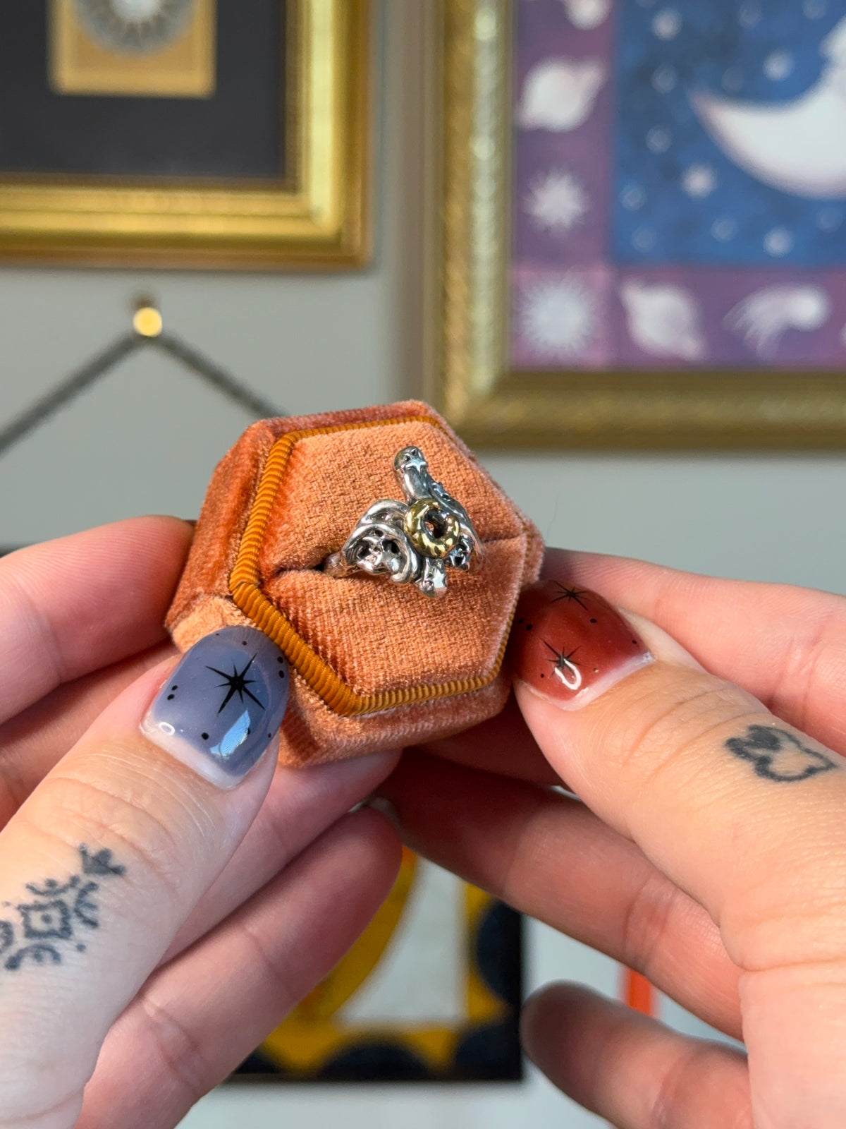Brutalist style celestial ring