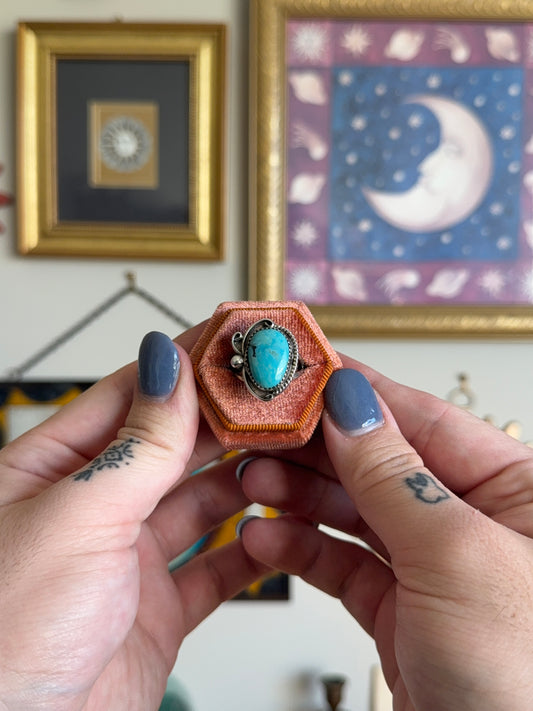 Round turquoise ring