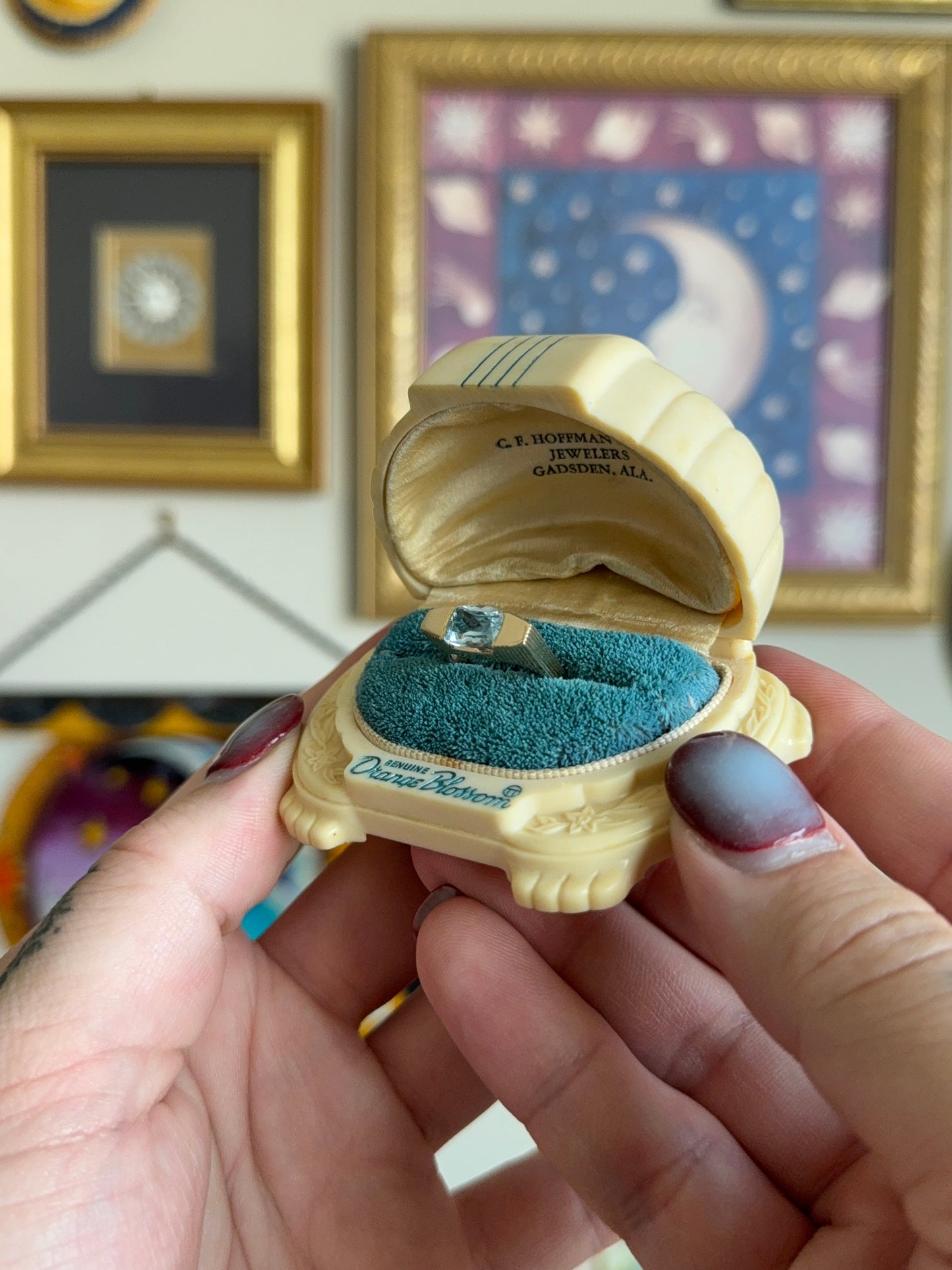 Aquamarine squared ring