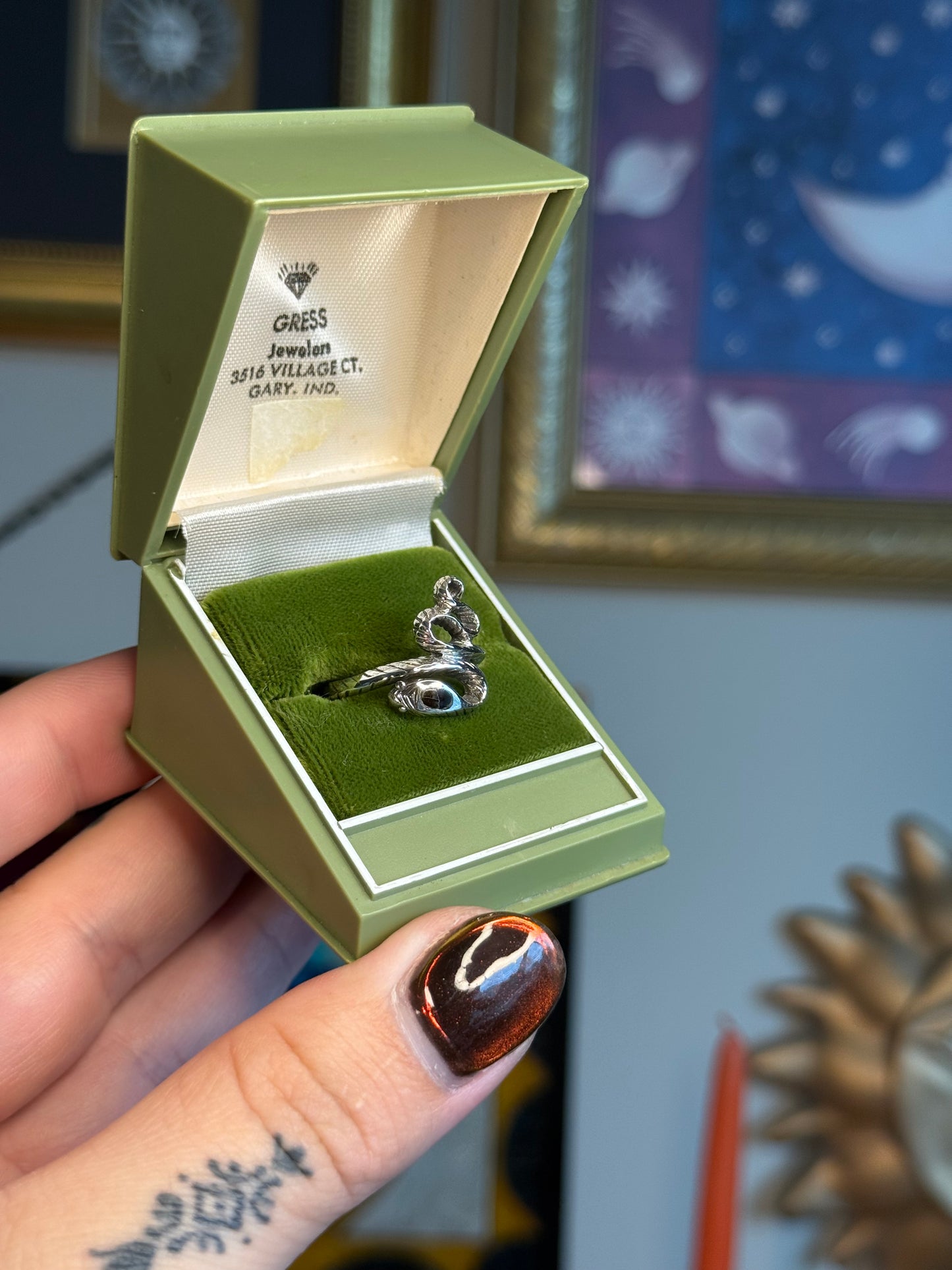 Black Onyx snake ring