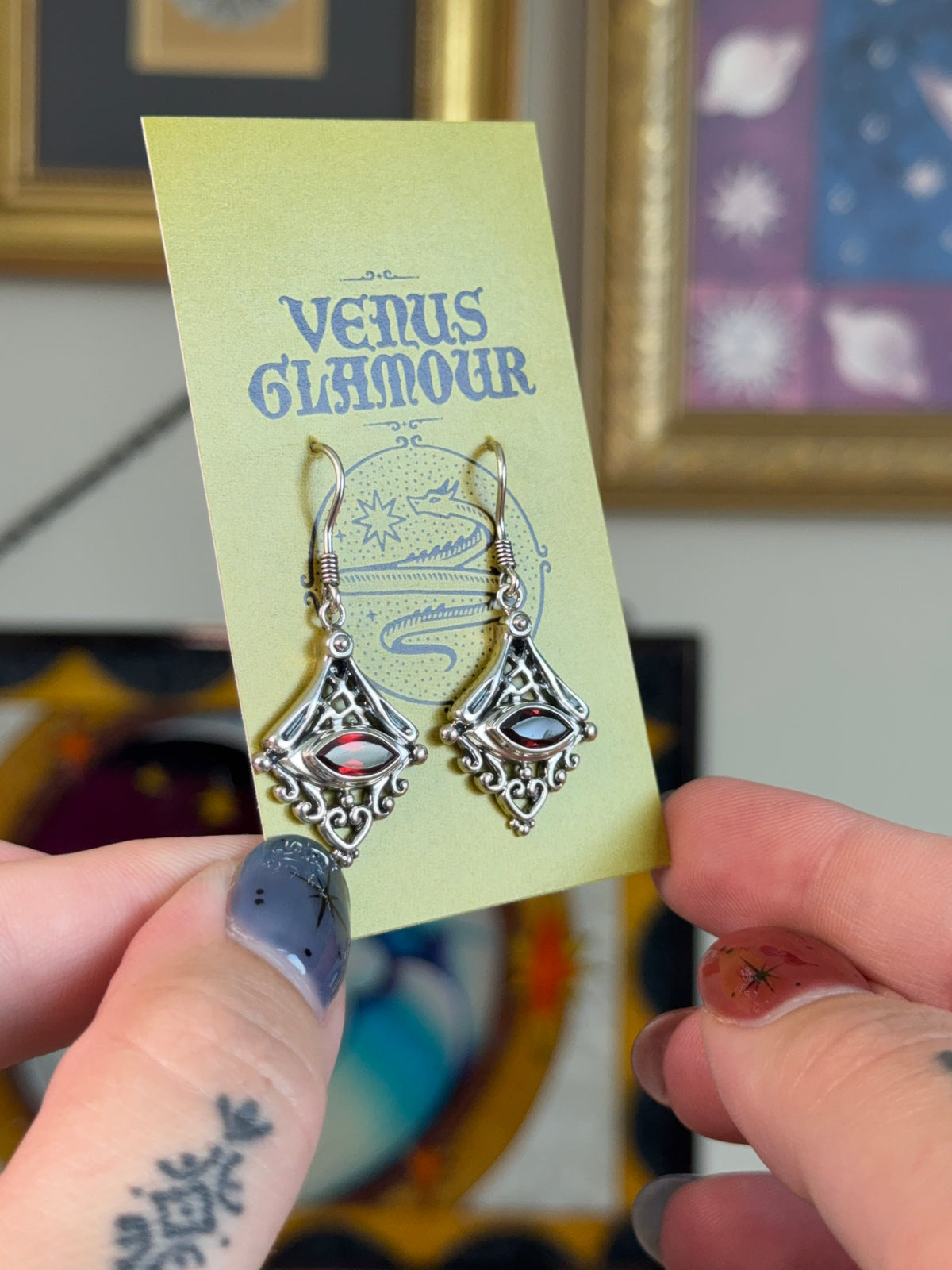 Garnet marquise earrings