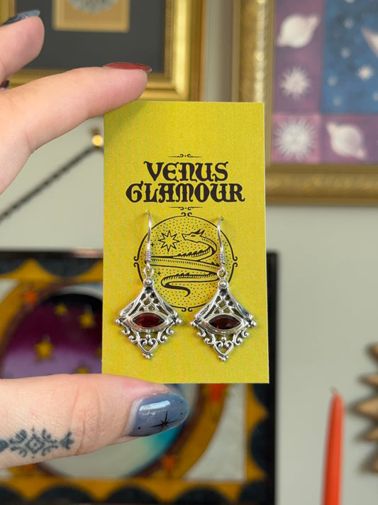 Garnet marquise earrings