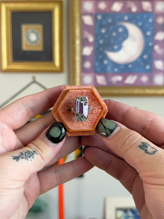 Art deco triple Amethyst ring