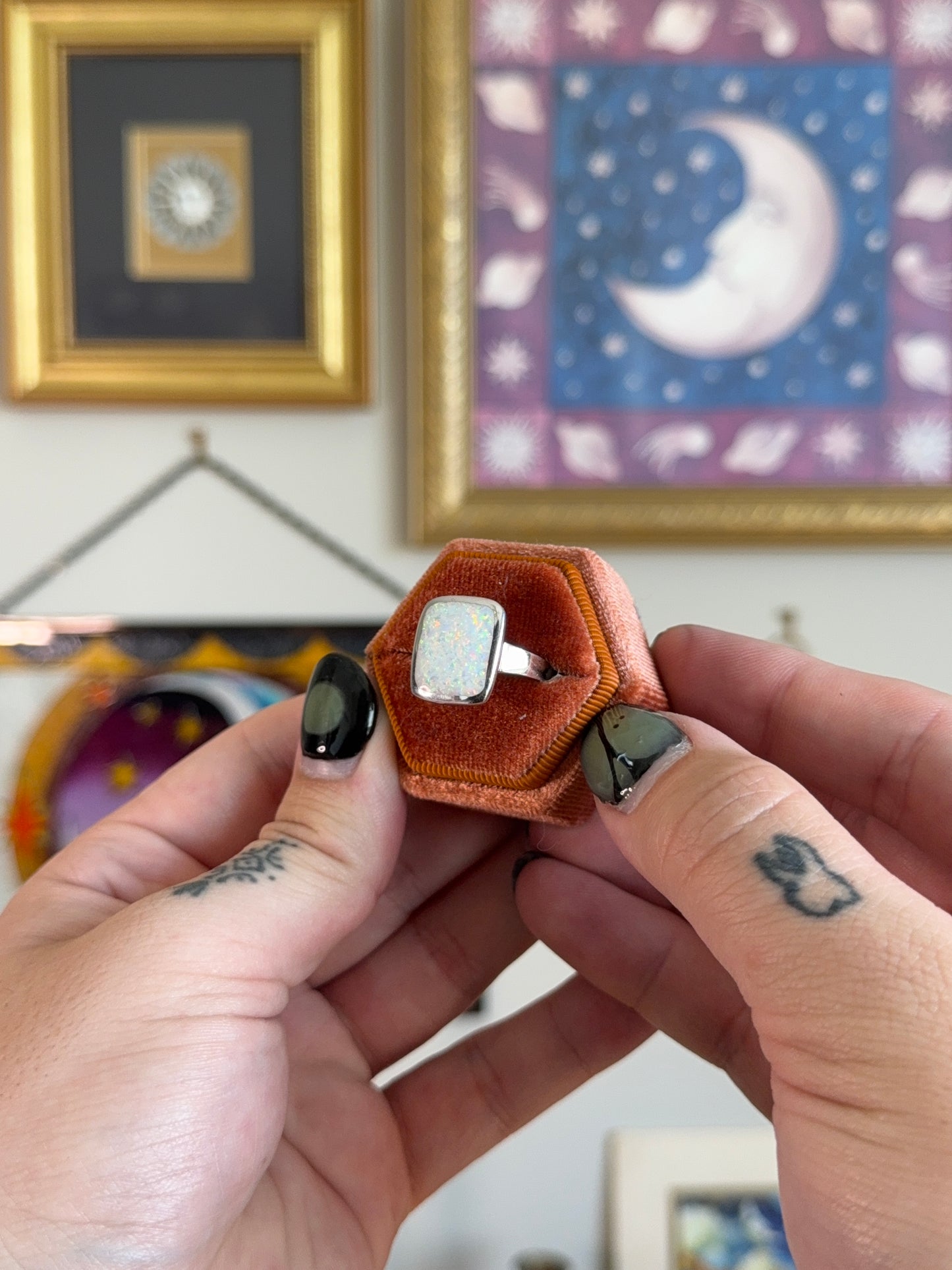 Square opal ring