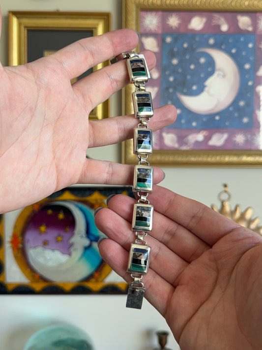 Squared multi-stone inlay bracelet