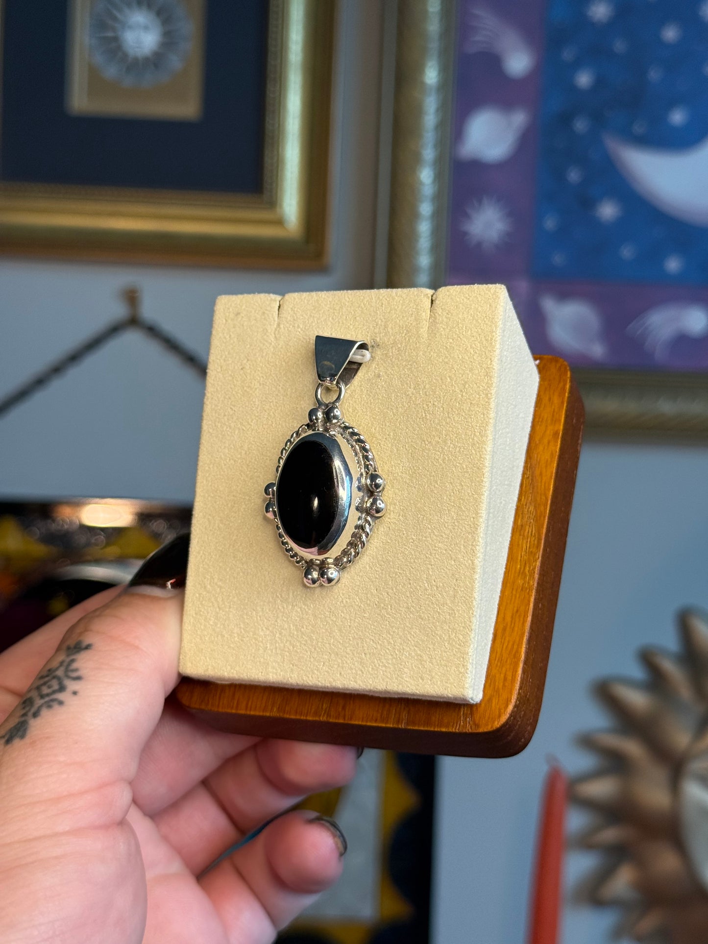 Oval Black Onyx pendant