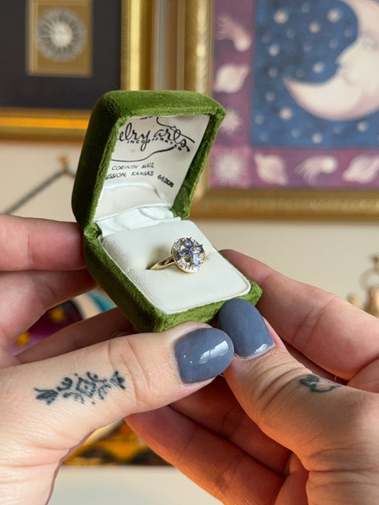 Tanzanite & diamond floral motif ring