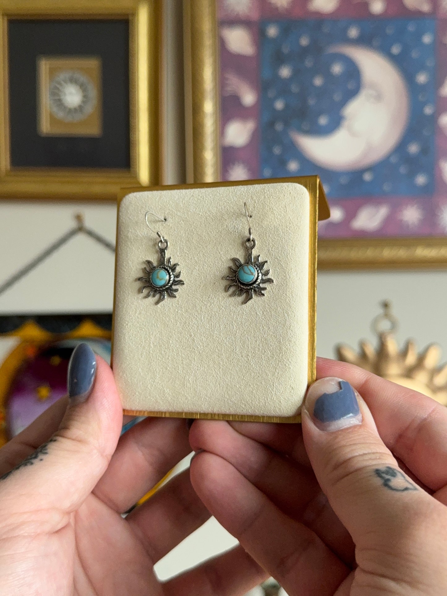 Turquoise sun earrings