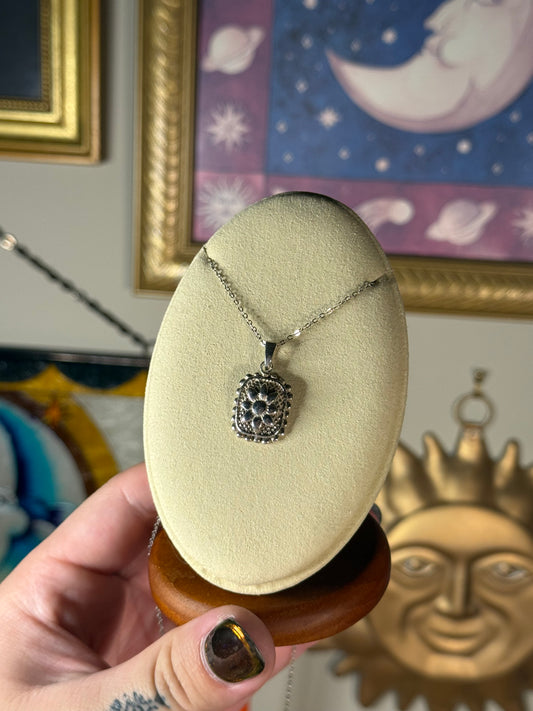 Floral square necklace
