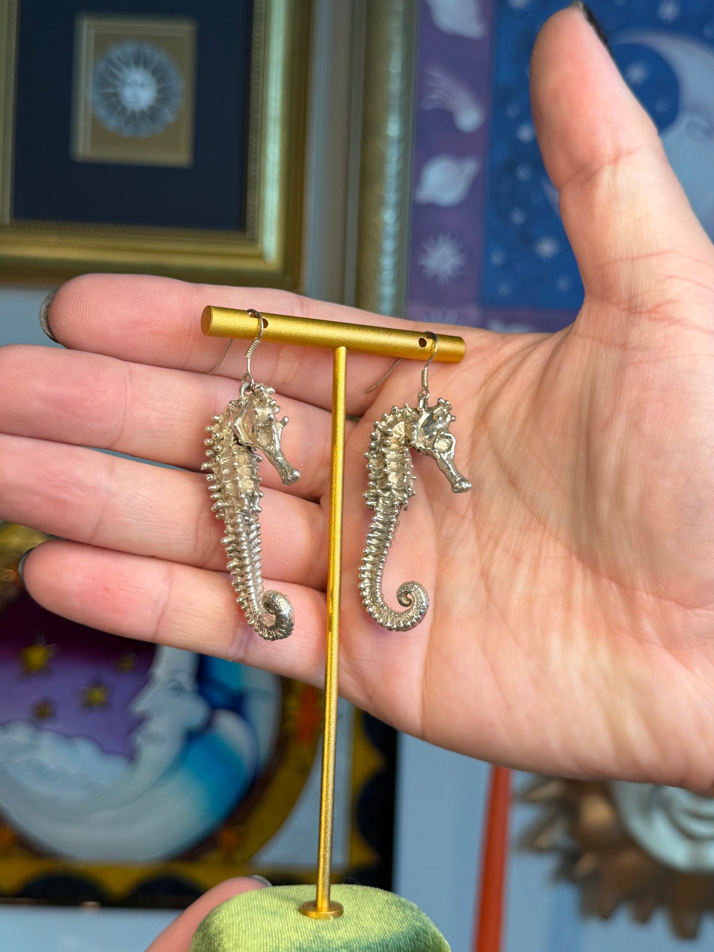 Seahorse casted earrings