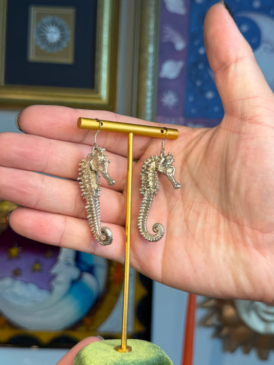 Seahorse casted earrings